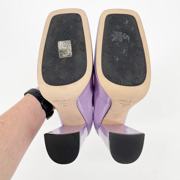 Jimmy Choo Diamond Tilda Wisteria Purple Patent Leather Chain Loafer Pump IT 40 - Picture 10 of 12